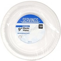 Servings Durable Microwave Safe 9" Plastic Plates 100ct