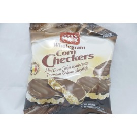 Paskesz Whole Grain Corn Checkers Mini Corn Cakes Coated with Premium Belgian Chocolate 40g