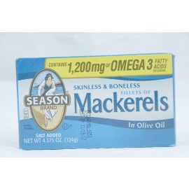 Season Mackerel in Olive Oil Skinless and Boneless Fillet 124g