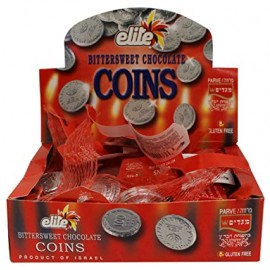Elite Bittersweet Chocolate Coins PARVE 24bags 