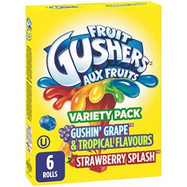Fruit GUSHERS Variety Pack, Gushin' Grape & Tropical Flavours, Strawberry Splash, 6 pouches 138 g