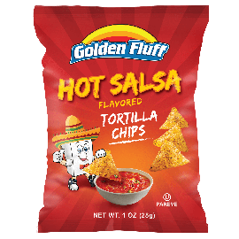 Golden Fluff Hot Salsa Flavored Tortilla Chips 283g - Parve