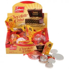 Lieber's Bittersweet Chocolate Coins -Parve 24 bags 