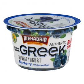 Mehadrin Authentic Greek nonfat Yogurt 2x protein Blueberry 0%fat 6oz(170g)