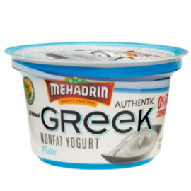Mehadrin Authentic Greek nonfat Yogurt 2x protein Plain 0%fat 6oz(170g)