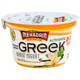 Mehadrin Authentic Greek nonfat Yogurt 2x protein Vanilla 0%fat 6oz(170g)