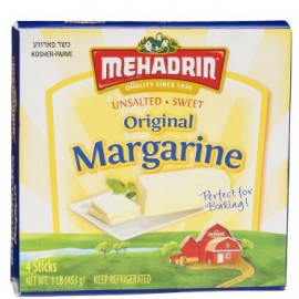 Mehadrin Original Unsalted Sweet Margarine 4sticks, 453g