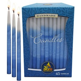 Ner Mitzvah Handmade Chanukah Candles 45pk - Blue and White