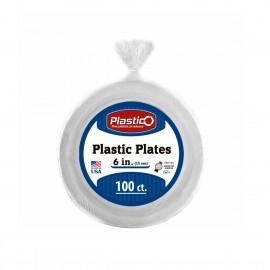 Plastico 6" White  Plastic Plates 100ct