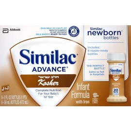 Abbott Similac Advance Infant Formula Newborn Bottles 8 Nipple-Ready Bootles 2oz (1PT-472ml)