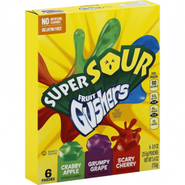 Super Sour Fruit GUSHERS 6 pouches 138 g (Scary Cherry, Grumpy Grape and Crabby Apple)