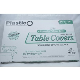 Plastico Table Covers; Clear Plastic  66x108 16ct; Heavy Duty; Disposable 