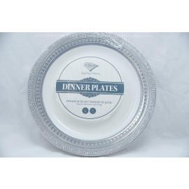 Decor Dinner Plates 9" 10cts Elegant Embossed Edge design Silver