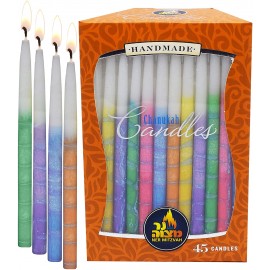 Ner Mitzvah Handmade Chanukah Candles 45pk - Decorated Colorful