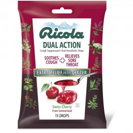 Ricola Dual Action Cherry  Cough Suppressant / Oral Anesthetic Drops 19 drops
