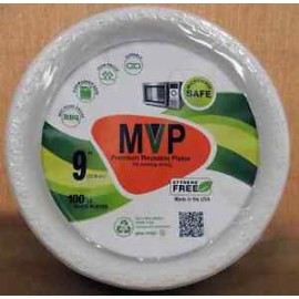 MVP 9" Plates White Microwave Safe 100cts