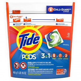 Tide PODS Liquid Laundry Detergent Pacs, 20 Count
