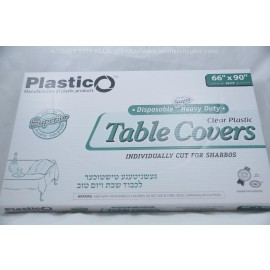 Plastico Table Covers; Clear Plastic  66x90 20ct; Heavy Duty; Disposable 