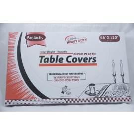 Fantastic Table Covers; Clear Plastic; 66x120 12ct Extra Heavy Duty; Reusable 