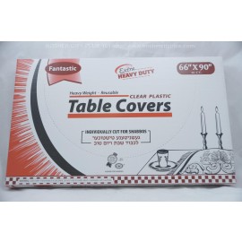 Fantastic Table Covers; Clear Plastic; 66x90 16ct Extra Heavy Duty; Reusable 