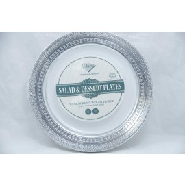 Decor Salad Dessert plates 7.25" 10cts Elegant Embossed Edge design Silver