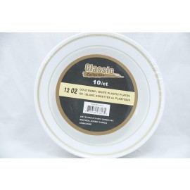 Classic 12OZ Bowl Gold/White Plastic Plate 10ct