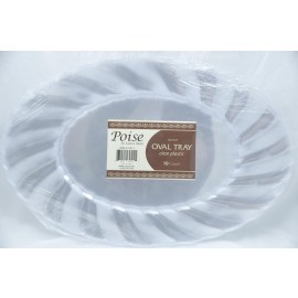 Poise Clear Plastic Oval Tray 15.5" 10ct