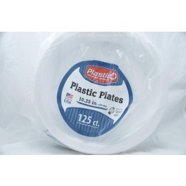 Plastico 10.25" White  Plastic Plates 125ct